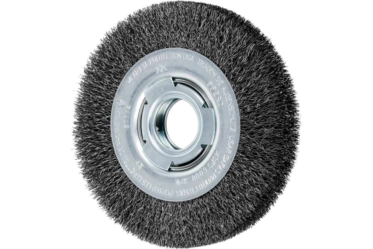Picture of Pferd Crimped Wire Wheel Brush 6" Dia Medium Face .010 Carbon Steel 2" Arbor